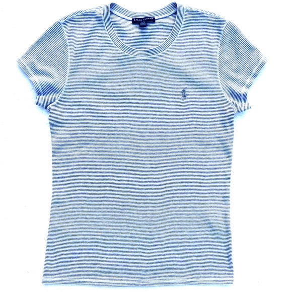 Ralph Lauren Tops - Ralph Lauren fitted striped tee shirt top blouse stretchy crew neck polo white